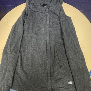 The North Face Women's Grey Knit Sleeve Hoodie Zip Up Size Small Fitted